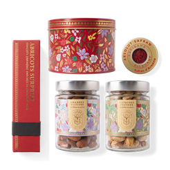 Coffret Prestige Le Rouge – L'Or Rouge, Abricots Surprise, Absolut Safran, Amandes et Pistaches Festives